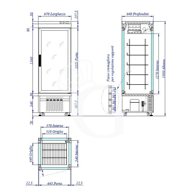 Vetrina Pasticceria Refrigerata Ventilato 430 LT -25°C/+5°C 4 Lati Vetro 4 Vetrina Pasticceria Refrigerata Ventilato 430 LT -25°C/+5°C 4 Lati Vetro - immagine 2