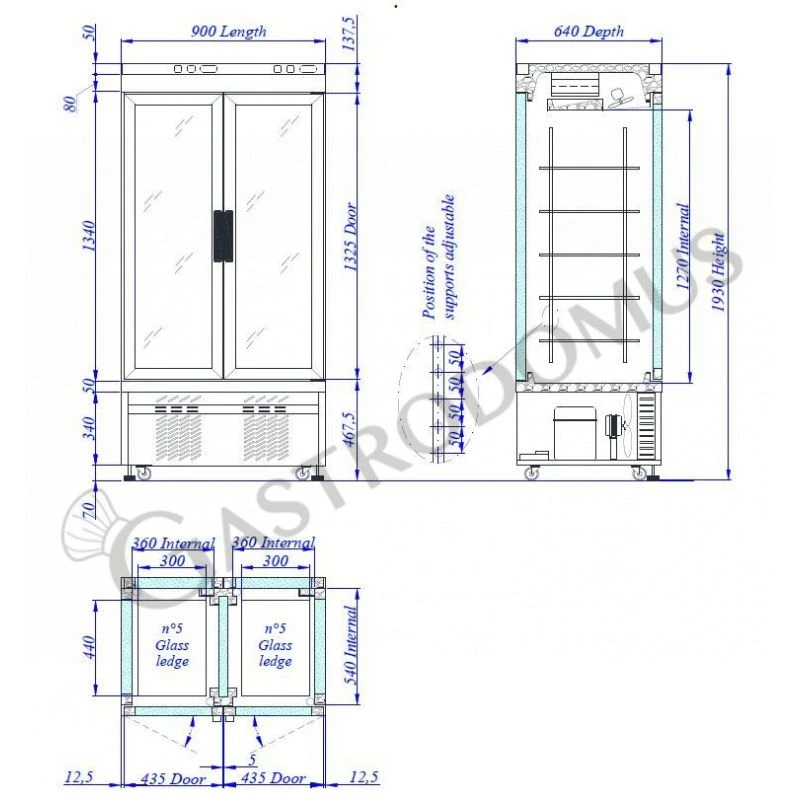 Vetrina Pasticceria Refrigerata Ventilato 550 LT -25°C/+5°C 2 Porte 4 Vetrina Pasticceria Refrigerata Ventilato 550 LT -25°C/+5°C 2 Porte - immagine 2