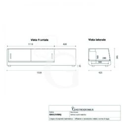 Vetrina Sushi 6 Bacinelle GN1/3 190 W L 1530 Mm X P 425 Mm X H 295 Mm -Vendite Gastrodomus vetrina sushi 6 x gn13 8