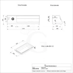 Vetrina Tapas 5 Bacinelle GN1/2 0,16 KW L 1740 Mm X P 395 Mm X H 375 Mm -Vendite Gastrodomus vetrina tapas 5 bacinelle gn12 160 w 8